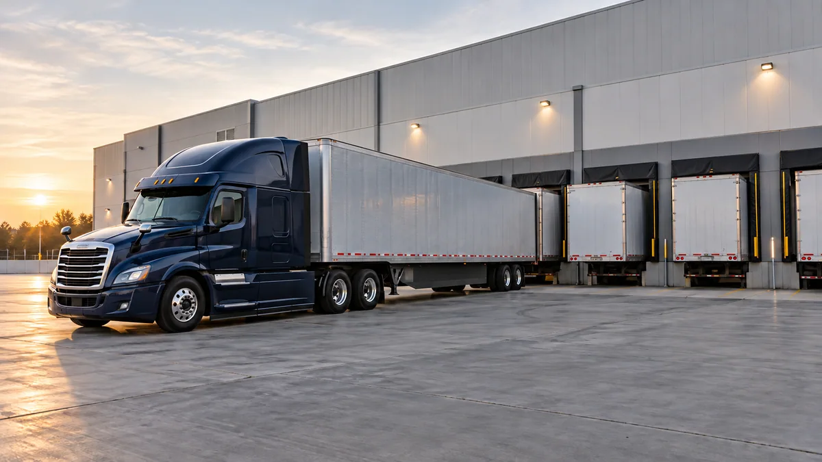 Illustrative tractor-trailer and commercial freight loading docks